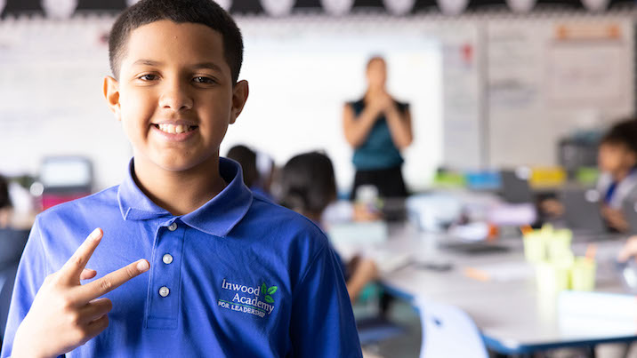 Student at
Inwood Academy,
partner school of
NYU Steinhardt’s
Teacher Residency
program.